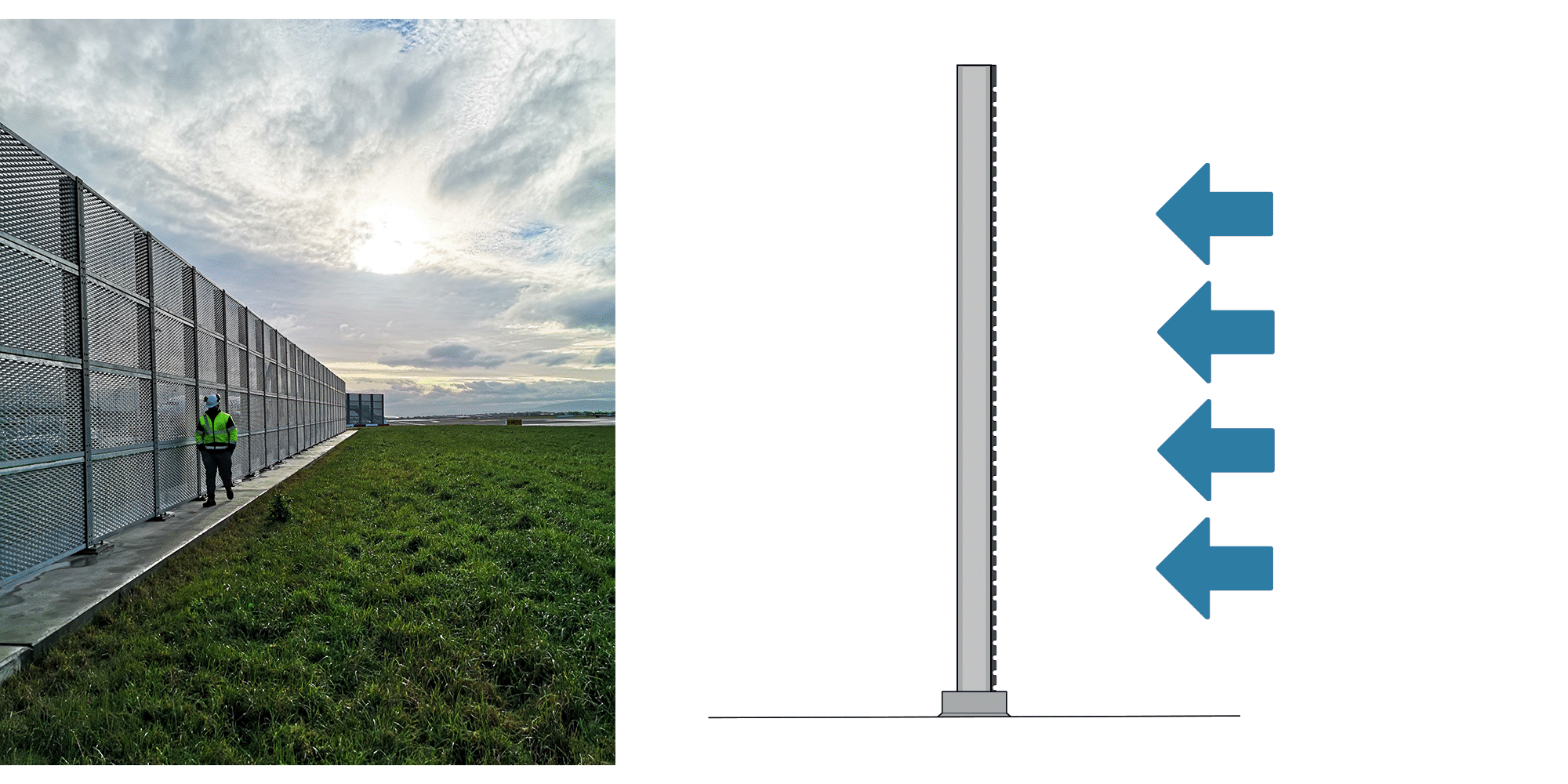 Illustration Jet Blast Vertical Mesh Jet Blast Barrier